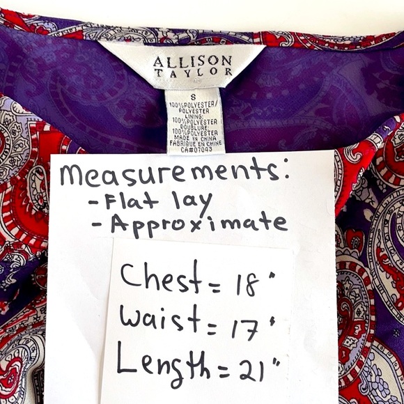 ALLISON TAYLOR Paisley patterned top, Size small - Picture 7 of 7